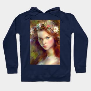 Dreamy kitschy Maiden with Flower Wreath Hoodie